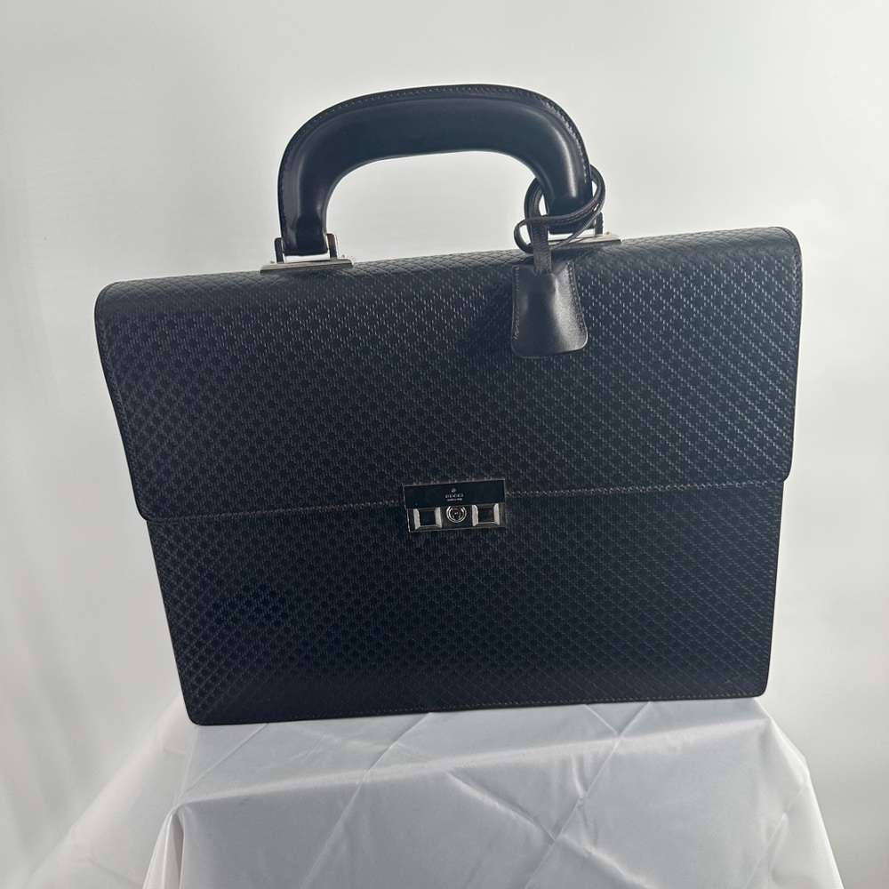 Gucci Diamante Double Gusset Briefcase Black